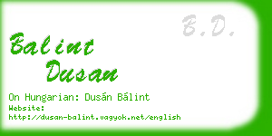 balint dusan business card